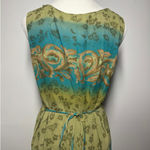 Kathie Lee Dress Women M 8/10 90s Vintage Tie Floral Sheath Tank Maxi Lined Boho Blue Size M Photo 4