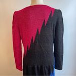 Vintage 1980s Raul Blanco Designer Metallic Knit Color Block Dress Large Black Photo 6
