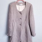 Vintage Worth New York Taupe and Cream Diamond Bling Scoop Neck Wool Blazer Coat Gray Size 10 Photo 0