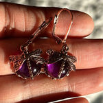 Dragonfly Faux Crystal Earrings in purple & rose gold hardware Photo 1