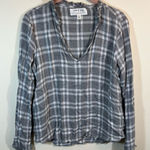 Cloth & Stone ✨ Women’s Gray Plaid Long Sleeve Top Anthropologie Small Photo 0