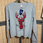 Simply Southern Women's "Hey Deer" Gray Long Sleeve Cropped Tee Photo 0
