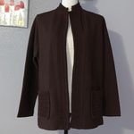 Hedy Knits vintage brown knit open blazer jacket Size L Photo 0