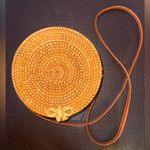 Round Woven Tan Crossbody Bag Photo 0