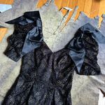 Vintage Black Velvet Floral Glitter Prom Dress Photo 1