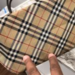 Burberry Auth BLUE LABEL Tote Bag Nova Check Brown Nylon Black Leather Photo 6