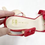 [E8 By Miista] Red Suede Leather Sandie Ruffle Strap Block Heel Sandals Size 5.5 Photo 8