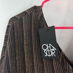 Chaser Top SZ Small NWT Metallic Stripe Long Sleeve Rose Gold Dolman V-Neck Photo 6