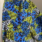 SheIn Animal Print Tie-Front Romper Womens Sz XL Blue Green Shorts Photo 3