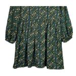 ZARA  Long Sleeve Paisley Print Babydoll Puff Sleeve Mini Dress Lined XS Green Photo 7