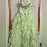 Camille La Vie Green Ruffled Long Gown Photo 0