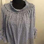 CeCe New NWT  Blue Floral Print Frilly Ruffles Top Size XL Lined Tiered Sleeves Photo 2