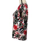T by Talbots Petite Medium Top Floral Stretch Cap Sleeves Keyhole Scoop Neck Red Size undefined Photo 4