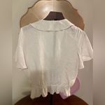 Show Me Your Mumu  Audrina White Ruffled Blouse Surplice Flutter Slv Linen Blend Photo 7