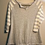 Faded Glory  Gray and White Long Sleeve Tee 1/4 Collared V Neck Top SZ S T Shirt Photo 0