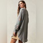 We The Free  Gray and Maroon Sweatshirt Free People Tee Tunic Top Size Medium Photo 3