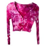 Aerie  Medium‎ Crop Top Handmade Tie Dye Long Sleeve Hot Pink Knit Preppy 1025 Photo 1