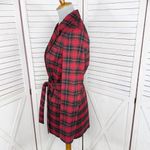 BeFree Tartan Plaid Double Breasted Tie Waist Trench Overcoat Red XS Photo 1