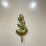 Vintage Style Eucalyptus Leaf Brooch with Faux Pearls – Green Enamel Pin Photo 2