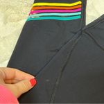 SoulCycle  Rainbow Stripe Mesh Black Workout Athletic Yoga Leggings Photo 2