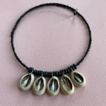 Vintage Cowrie Shell Necklace Marine Shells Mollusk Beach Ocean Sea Jewelry Black Photo 0