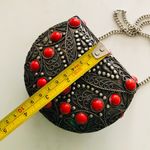 Vintage (VTG) Antique Metal Sajai Mini Purse, Red Stones Photo 5
