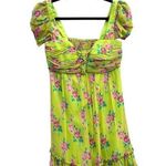 Betsey Johnson Collection Runway Silk Floral Ruffle Mini Babydoll Dress 6 Photo 0