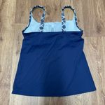 Lands' End  Womens Navy Blue White Yellow Tankini Underwire Swim Top Size 6 Small Photo 1