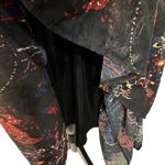 Reba Medium Midi Dress Paisley Long Balloon Sleeve Embroidered Lined Tasseled Black Photo 5