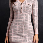 CASHEL Pink Knit Sweater Dress M/L Geometric Pattern Long Sleeve Soft Warm Black Size undefined Photo 0