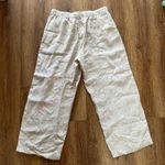Tahari 100% Linen Wide Leg Pants Beige Drawstring Elastic Waist Womens XL Boho Photo 6