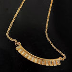 Jessica Simpson  Rhinestone Bar Fashion Necklace Gold Tone Photo 0