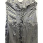 Feline  Women's Halter Dress Solid Black Satin Size Medium Hook & Eye Closure Photo 3