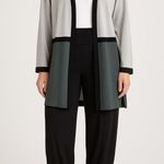 Misook Open Front Cardigan Long Gray Colorblock Sweater Knit Lightweight Neutral Photo 8