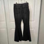 Free People  Flared‎ Black Jeans Penny Pull On Size 30 Stretchy High Rise Raw Hem Photo 5