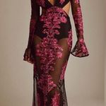 For Love & Lemons NWT  Temecula Long Sleeve Cut Out Embroidered Maxi Dress Pink Photo 0