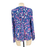 Flynn Skye Get Away Lace Up Front Blouse Blue Pink Floral Print Size XS Photo 3