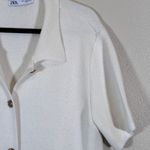 ZARA Cream Knit Preppy Cardigan Sweater Womens XL Retro Glam Light Academia Fall Photo 9