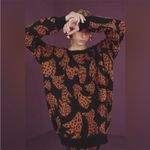 Farm Rio Women’s Black Brown Bananica Intarsia Crewneck Oversized Sweater XS Photo 7