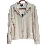 MONROW Quarter Zip Pullover Sweatshirt Top Womens XL Cream Collar Terrycloth NWT Photo 0