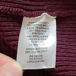 LEWIT PARTIAL BUTTON FRONT V NECK RIBBED CARDIGAN SWEATER MERINO WOOL SILK SMALL Red Photo 10