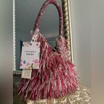 Handcrafted Pink Beaded Fringe Purse – Made in India – NWT Photo 2