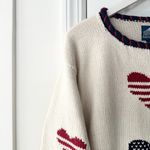 Rey Wear NWT Deadstock Handknit Bolivia Heart Patriotic USA Jumper Sweater XL Red Photo 2
