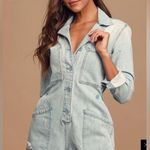 Pistola Freda Light Wash Denim Long Sleeve Romper Photo 2