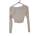 Princess Polly  Light Cream Size 8 Deep V Cut Wrap Long Sleeve Crop Top Fesival Photo 1