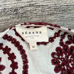 Sézane SEZANE BURGUNDY Embroidered Buttons DOWN Shirt PUFFED Sleeve TOP Sz 36 LULA #181 Photo 8