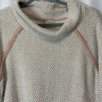 Anthropologie Saturday Sunday XL Cowl Neck Sweater Textured Chevron Cream Pink Photo 2