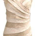 London Style Collection Layered Pleated Cocktail Dress Mother of Bride 16 Beige Tan Photo 2