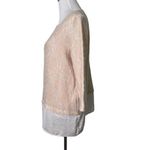 Chico's Mix Media Blouse Women Size 1 Medium Floral Lace Feminine Casual Top Photo 1