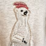 American Eagle Polar Bear Embroidered Beaded Sweatshirt Women's Medium Cream Photo 3